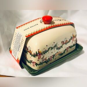 Cath Kidston Butter Dish NEW Holiday Motif
